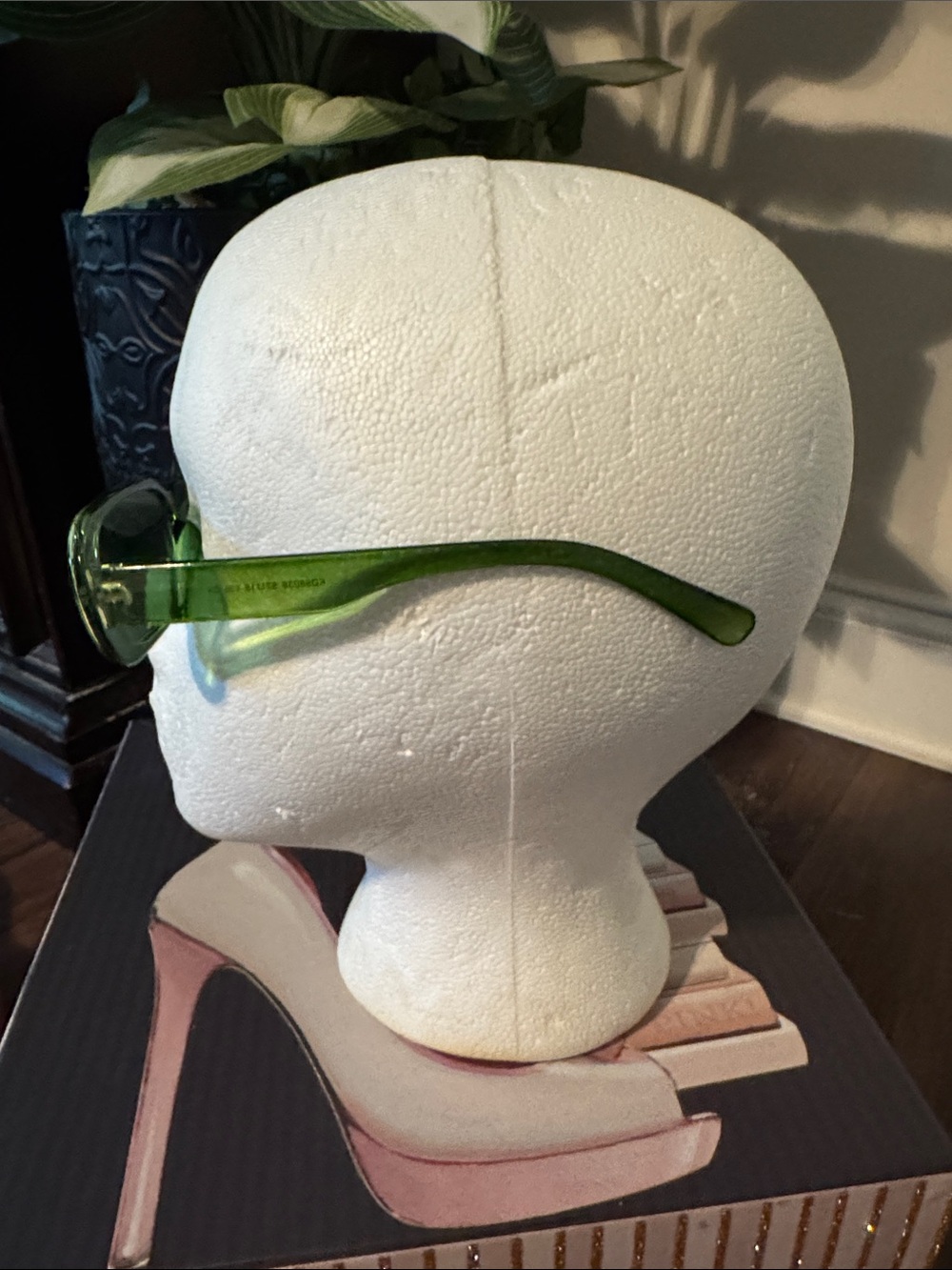 Transparent Green Rectangular Sunglasses - Picture 3 of 3